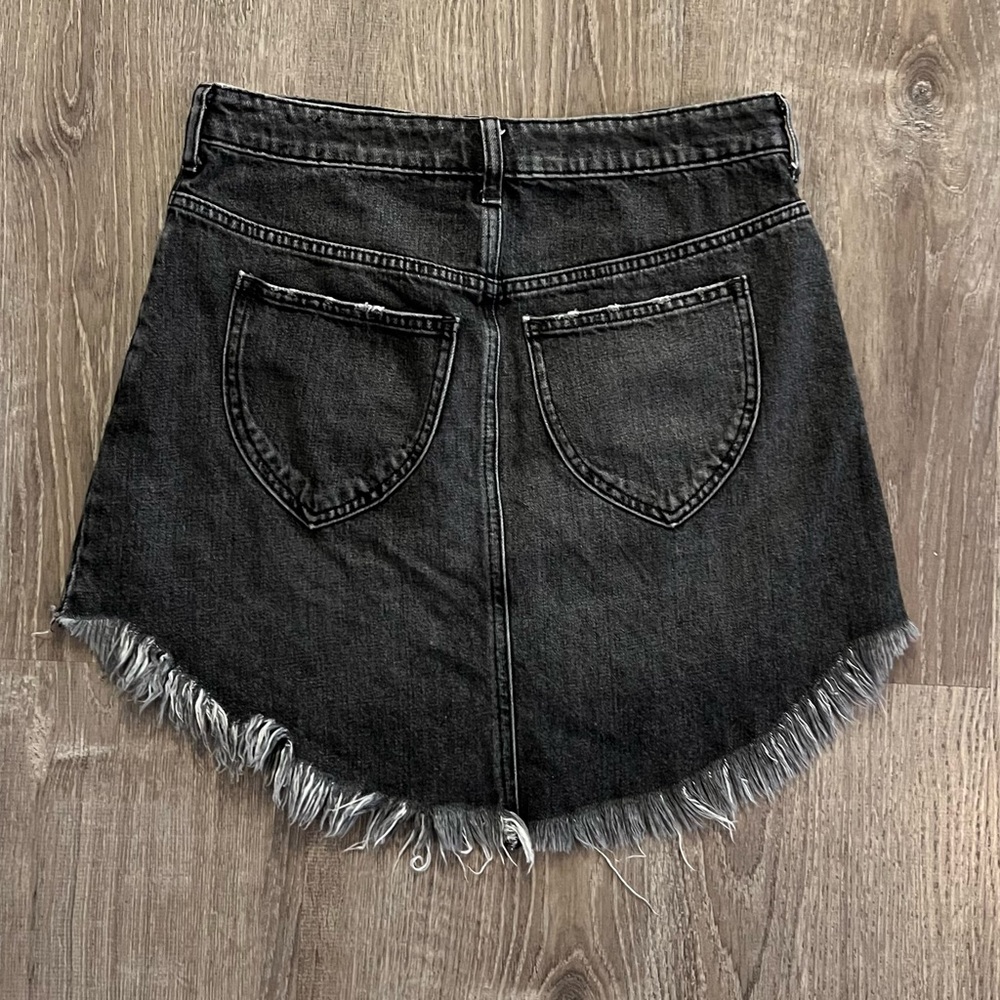 Free People We The Free Bailey Fringe Denim Mini Skirt - Picture 5 of 13